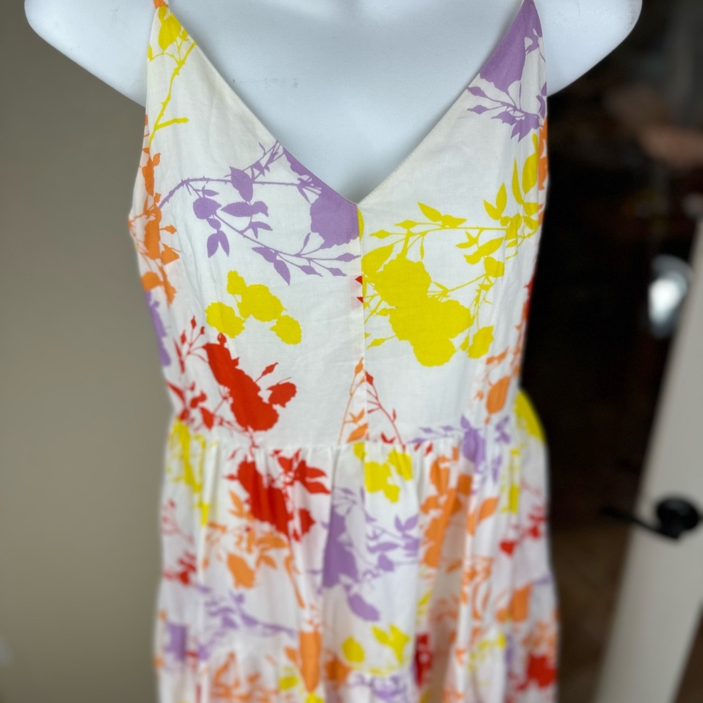 Peter Som size 0 RTR Yellow Red floral Sundress Spaghetti Strap Midi - Picture 7 of 15
